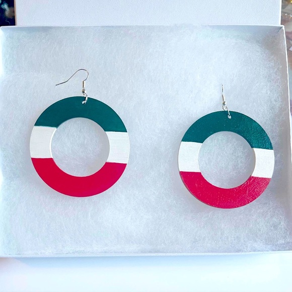 Italian Flag Hoop Earrings - Picture 1 of 4